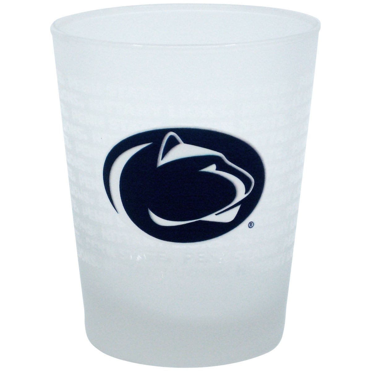 frosted rocks glass with repeating Penn State Nittany Lions, large Athletic Logo